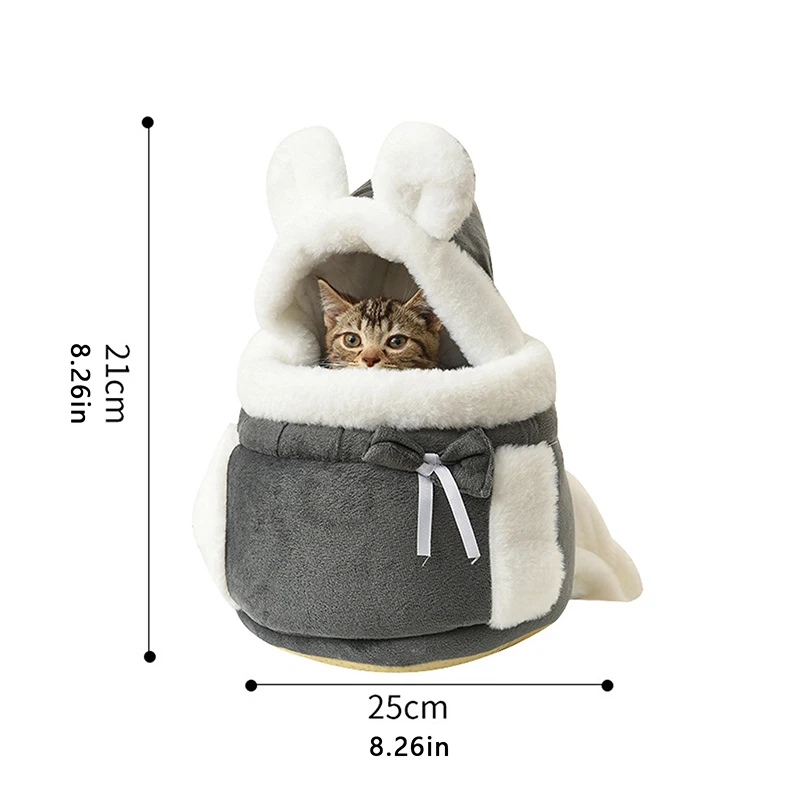 Pet Backpack Carrier with Pocket Plush Dog Front Backpack Warm Cat Front Carrier with Hooded for Outdoor