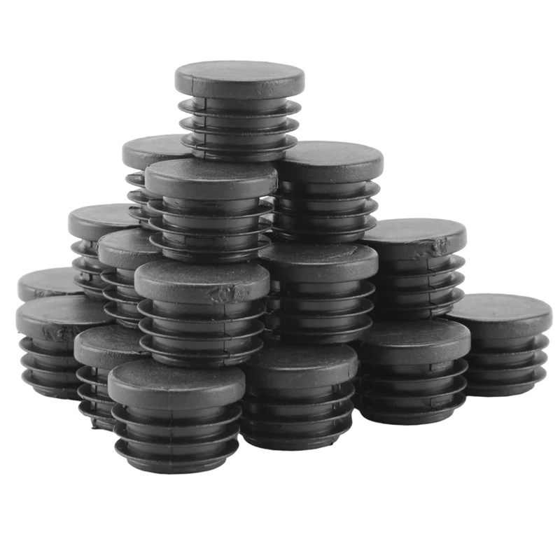 

120 Pcs Black Plastic 25Mm Dia Blanking End Caps Round Tube Insert