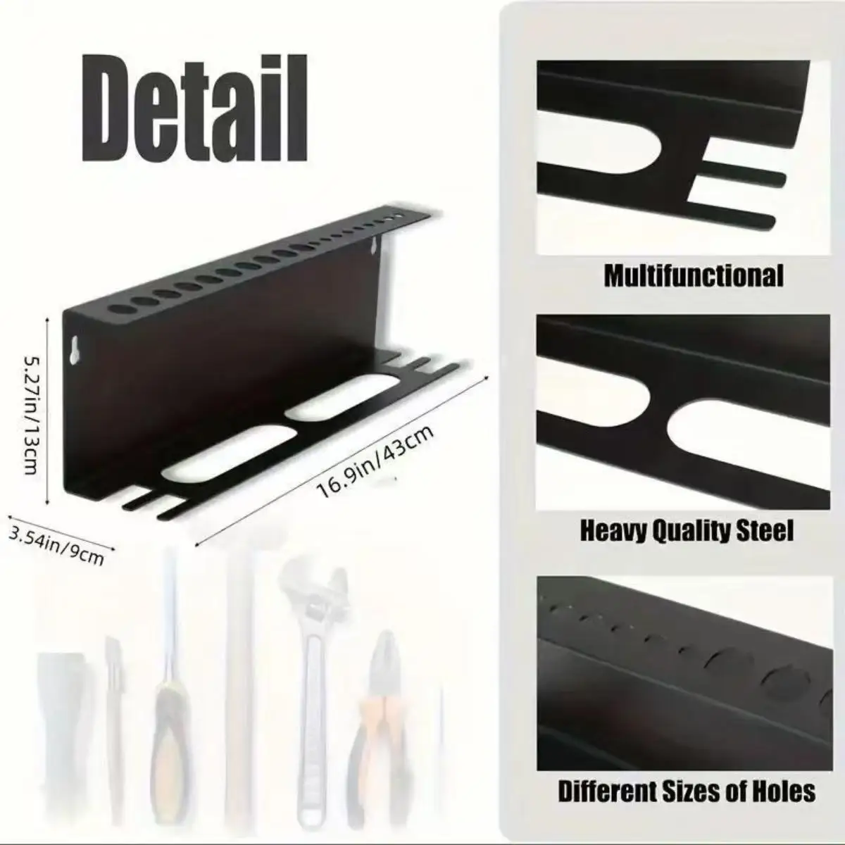 4 in 1 Screwdriver Organizer Metal Hammer Handle and Pliers Organizer Wrench Holder Wall Mounted Workshop Hand Tool Storage