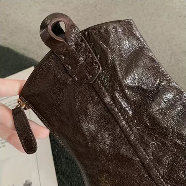 2024 Höst/vinter Ny Casual, spetsig V-ringad Cowboy Tjockklack Martin Kvinnors Korta Ben Långa Tunna Stövlar_voghion.com