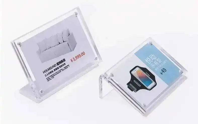 1 Stück Acryl-Fotorahmen Schwarz Klein Papierbilderrahmen Tisch-Schildhalter Info-Namenskarten-Menühalter Preisschild-Display – Detail 10