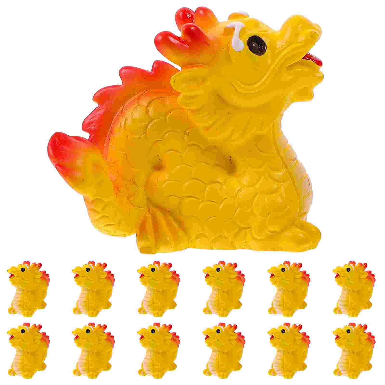 

2024 Year The Dragon Statue Miniature Dragon Figurines Set 12Pcs Mini 2024 Chinese Zodiac Dragon Statue Fengshui New Year