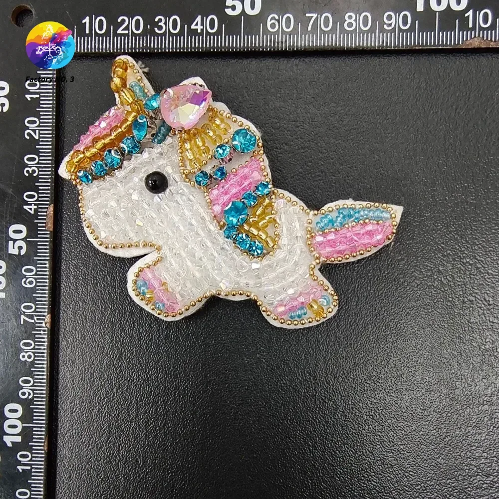 Single Cartoon Unicorn Cloth Sticker Pony Hair Accessories, Clothing, Accessories Velcro Patch Diamond Material