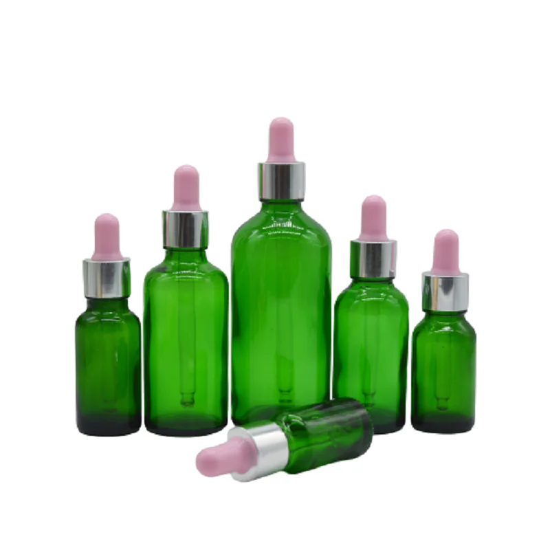 

5ml 10ml 15ml 20ml 30ml 50ml 100ml Empty Green Glass Essential Oil Dropper Vials Cosmetic Sample Pipette Refillable Bottle 15pcs