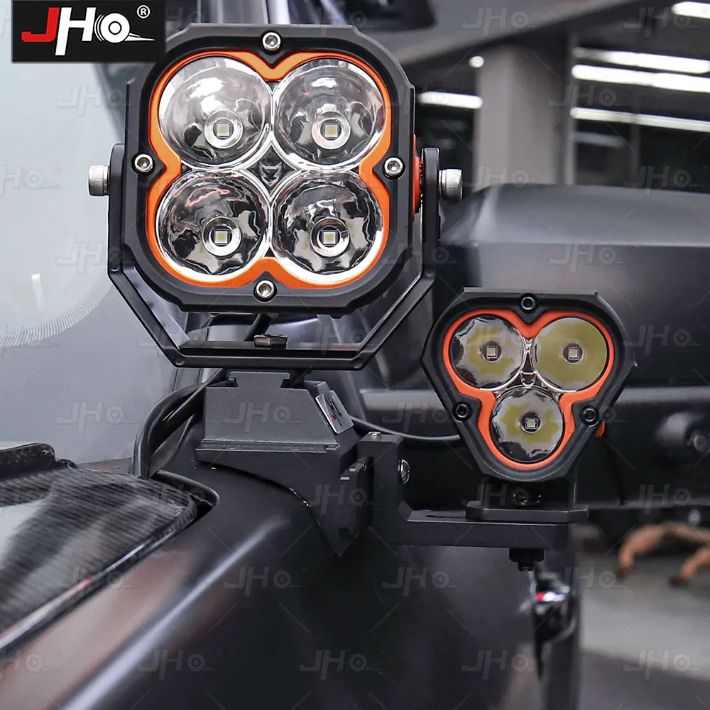 쉐보레 실버라도 ZR2 커스텀 후드 A-필러 장착 보조 작업등용 JHO 앰버/화이트 듀얼 컬러 LED 포드 라이트