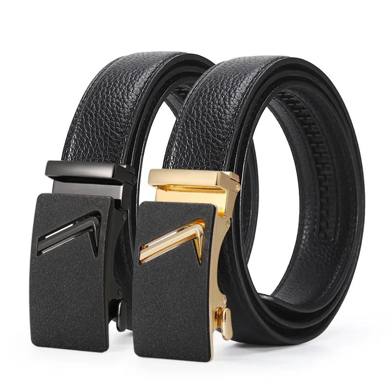 

Мужской повседневный ремень из натуральной кожи с автоматической пряжкой