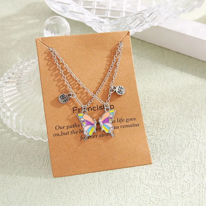 Silver Best Friend Butterfly Necklace Pack
