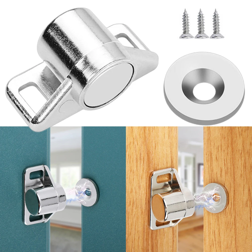 Description Picture 2 of item1pc Strong Magnetic Cabinet Catches Cabinet Wardrobe Thickened Zinc Alloy Silver Door Stopper Catch Latch Furniture Parts