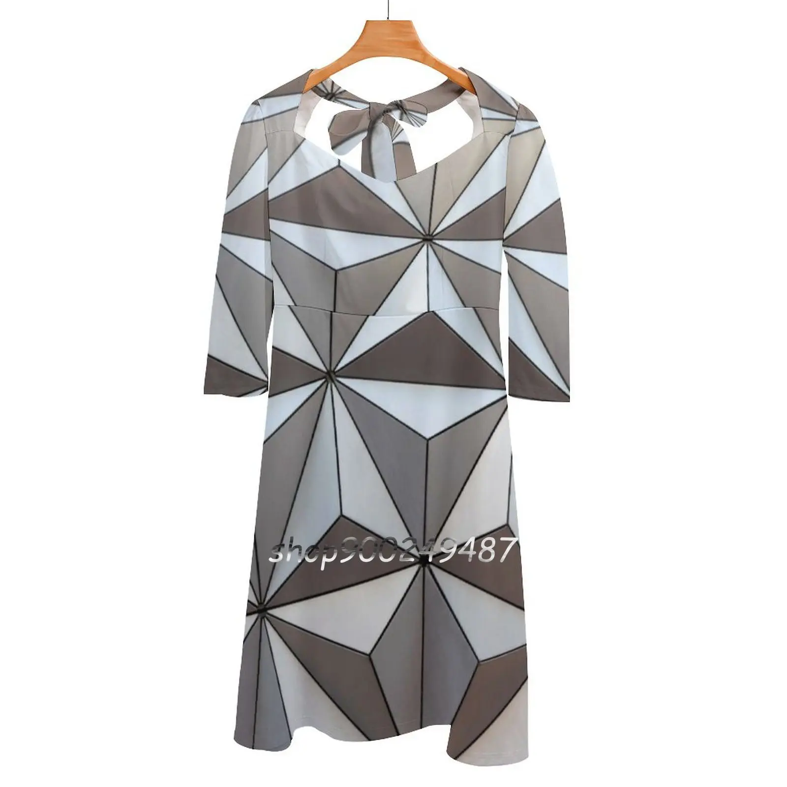 

Space Flare Dress Square Neck Dress Elegant Female Fashion Printed Dress Space Spaceship Earth Spaceship