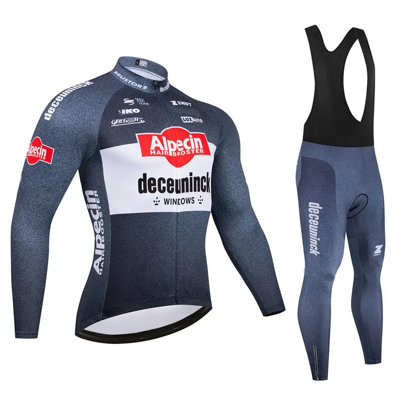 Cycling jersey Cycling suit Cycling jersey set Alpecin Team Men's Cycling Jersey Long Sleeve Set MTB Bike Clothing Maillot Bib Pants 19D GEL