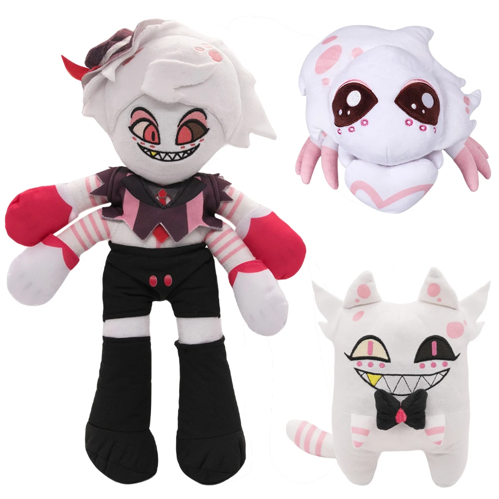 Anioł pył pająk kot w postaci pluszowych pluszaków Cosplay Anime Cartoon hotelowa rola miękka maskotka świąteczne prezenty urodzinowe figurki rekwizyty