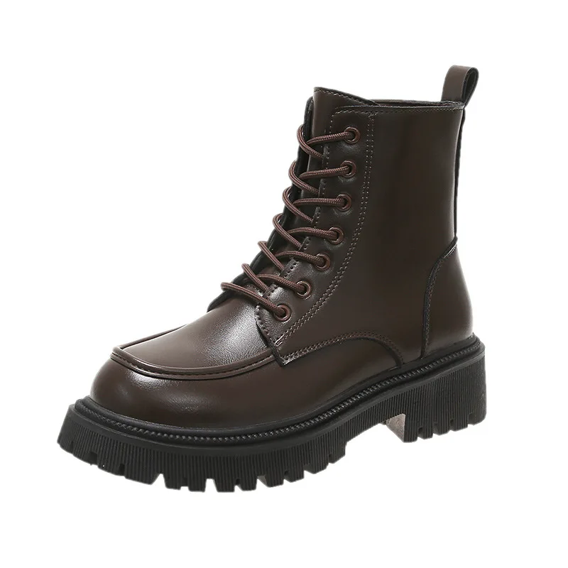 Women's Boots Fashion Spring Autumn platform Shoes women Thick Sole Short Boots Vintage Motorcycle Velvet Leather Boots