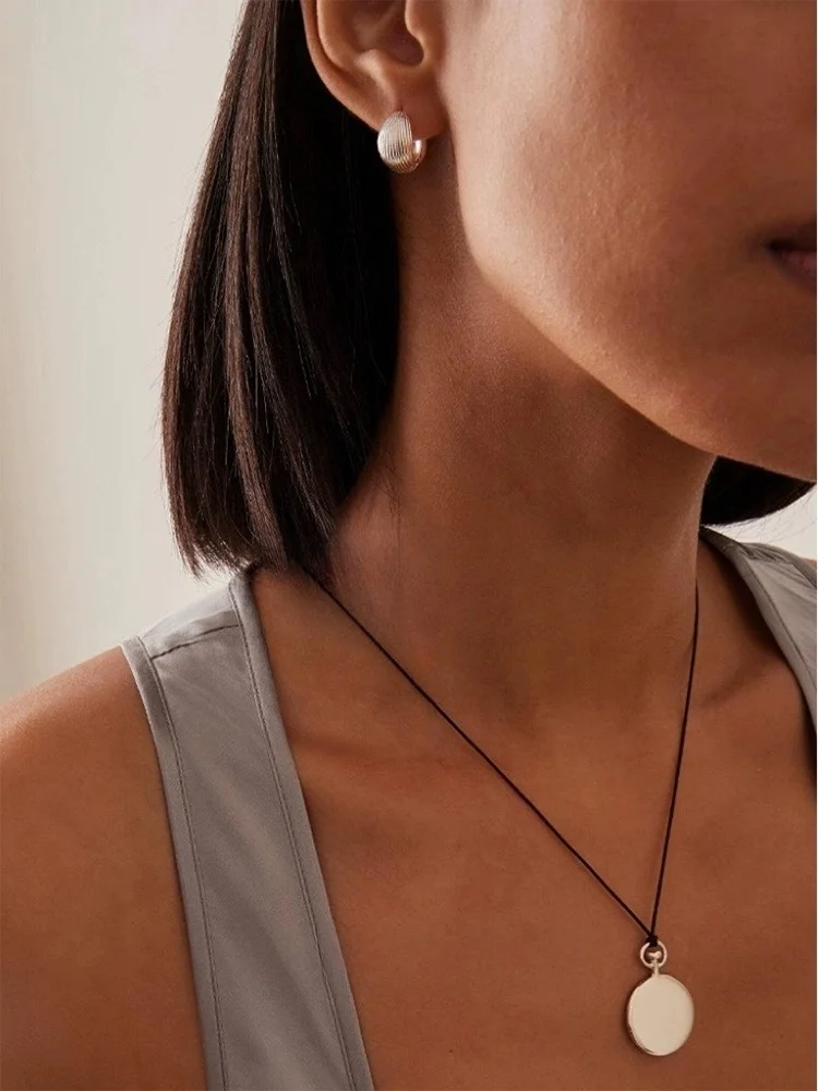 Sophie Buhai Double-Sided ell Flip Earrings Simple S925 Sterling Silver Earring Hoops Korean Sle Fre out Faion Jewelry