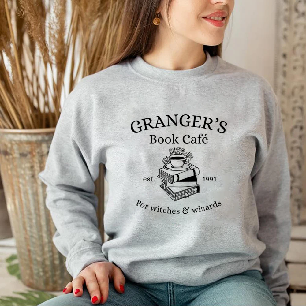 HP Granger Book Cafe Sweatshirt Magic Wizard Shirt Witch School Sweater Bookish Tee Fall Sweatshirts Birthday Gift for Lover 4