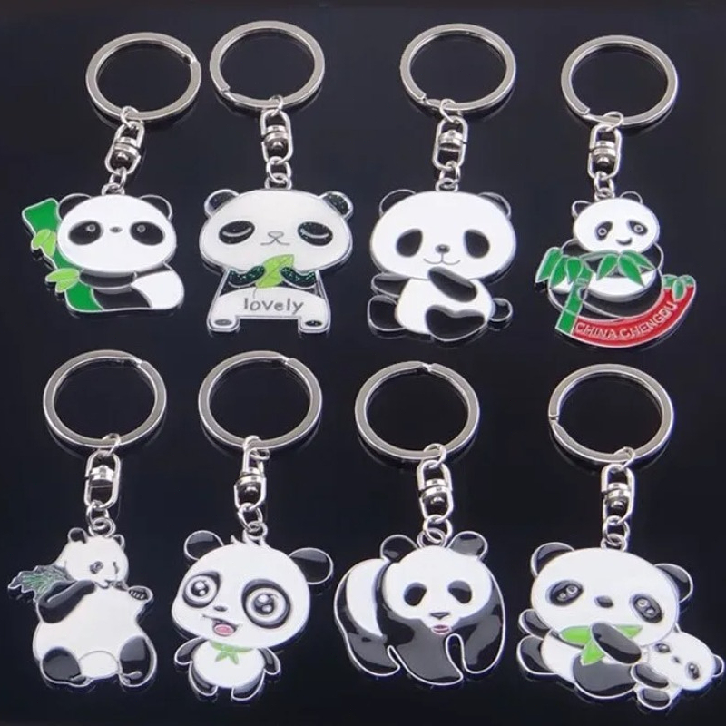 Panda Keychain New Cute Panda Keychain for Bag Car Key Ring Tourism Souvenir Gifts Key chains 2025
