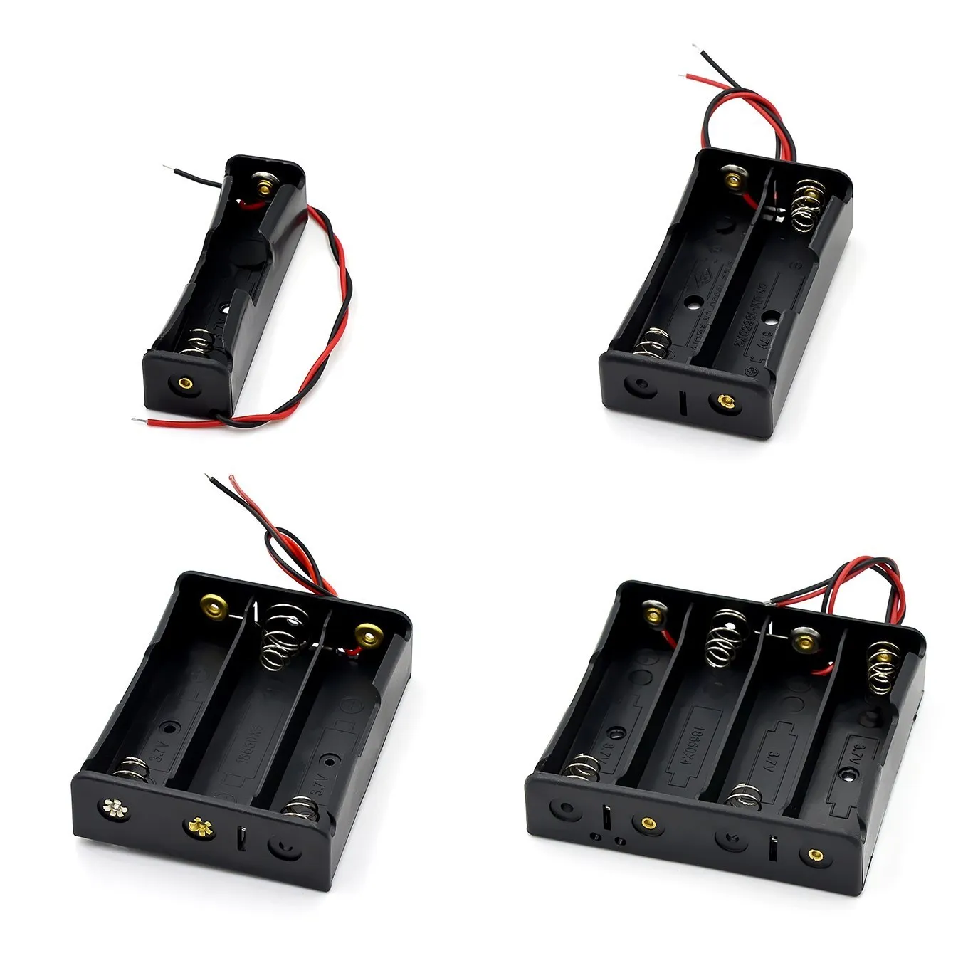 New Plastic 18650 Battery Storage Box Case 1 2 3 4 Slot Way DIY Batteries Clip Holder Container With Wire Lead For |