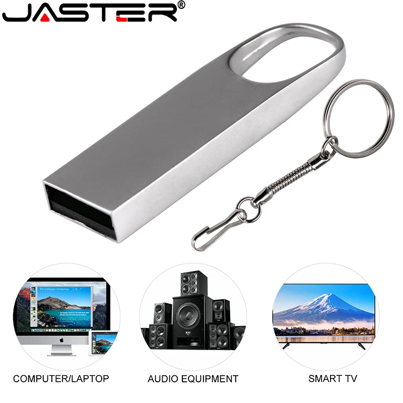 JASTER 미니 USB 플래시 드라이브 128GB 고속 메모리 스틱 64GB 블랙 메탈 펜 드라이브 32GB 무료 키체인 U 디스크 16GB 노트북용