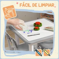 Aiyaplay Ensemble table et 2 chaises pour enfants réglables en hauteur pour enfants de 18 mois à 5 ans Facile à nettoyer 6