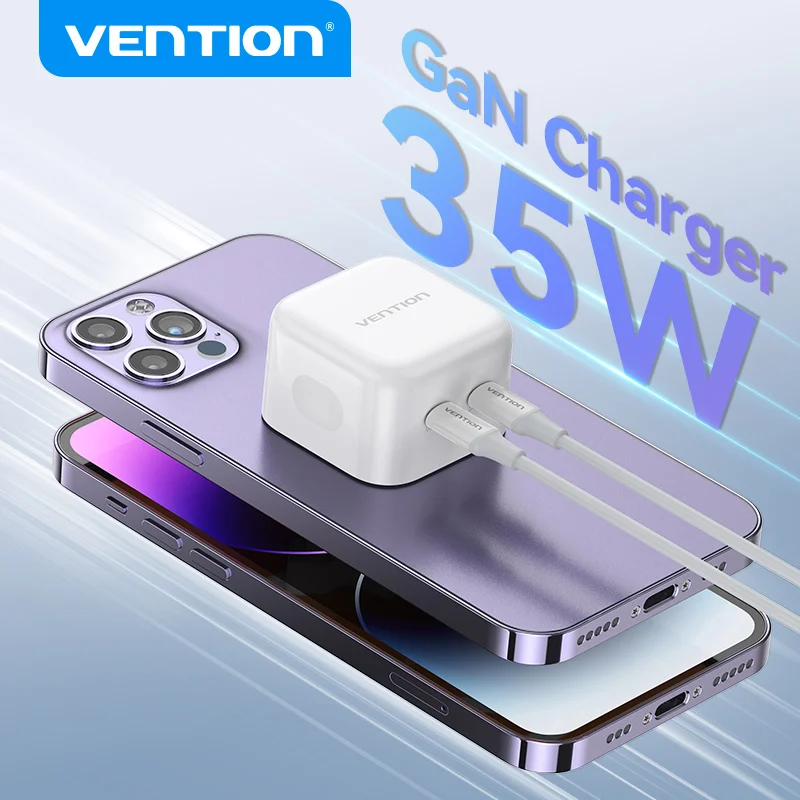 Vention 35W GaN Fast Charger USB Type C Charger For iPhone 14 13 Samsung iPad Switch QC 3.0 Quick Charge for Travel PD Charger