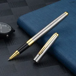 Premium Stainless Steel Ballpoint Signature Pen - Refillable Office & Study Essential (Grey pen)