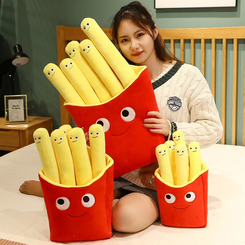 Red Potato Chips Bag French Fry Fries 5 Sticks Plush Toy Stuffed Pizza Hamburger Cartoon Plushie Peluche Food Pillow Decor Gift 2