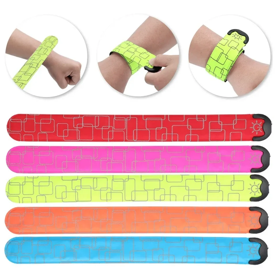 6PCS Led light Up Slap Wristband for Running, Glow In The Dark Slap Bracele LED Glowing Snap Armband Wrist Band High Brightness Decorative