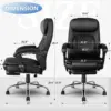 6 Point Massage Office Chair, Pu Leather Office Chair With Heating Function, Ergonomic Vibrating Massage Office Chair With 2