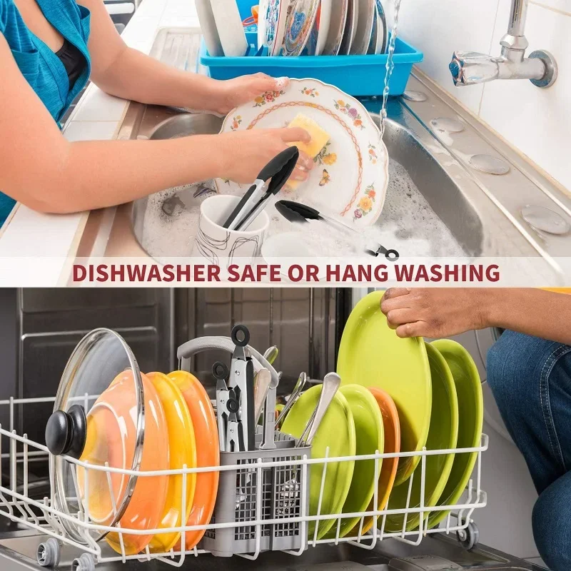 2Pcs Silicone Kitchen Tongs BBQ Clip Stainless Steel Handle Salad Bread Food Serving Tongs Non-Stick Barbecue Grilling Lock Tong