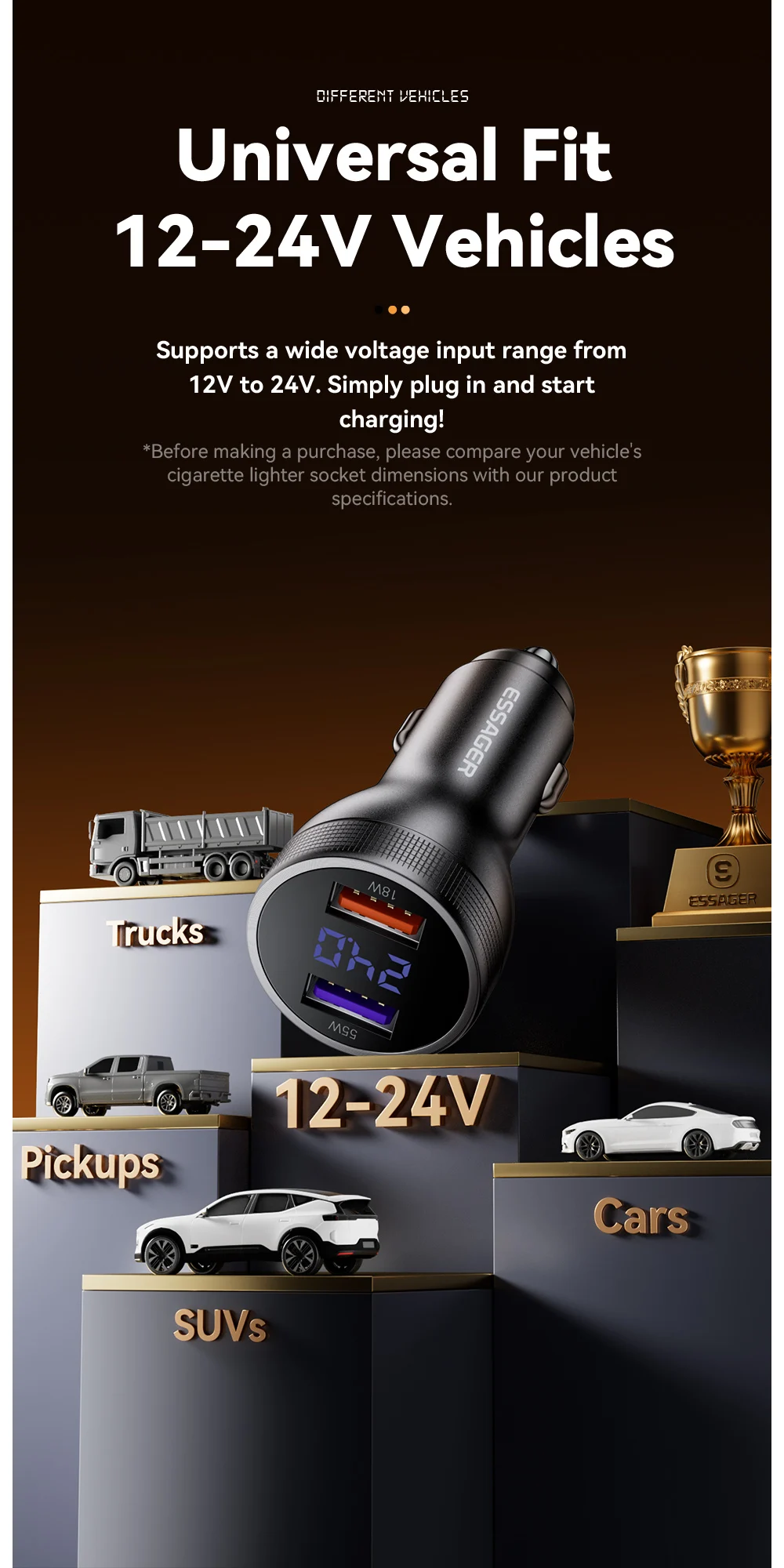 73W USB C Car Charger Quick Charge 4.0 PD3.0 Fast Charging Adapter for iPhone16