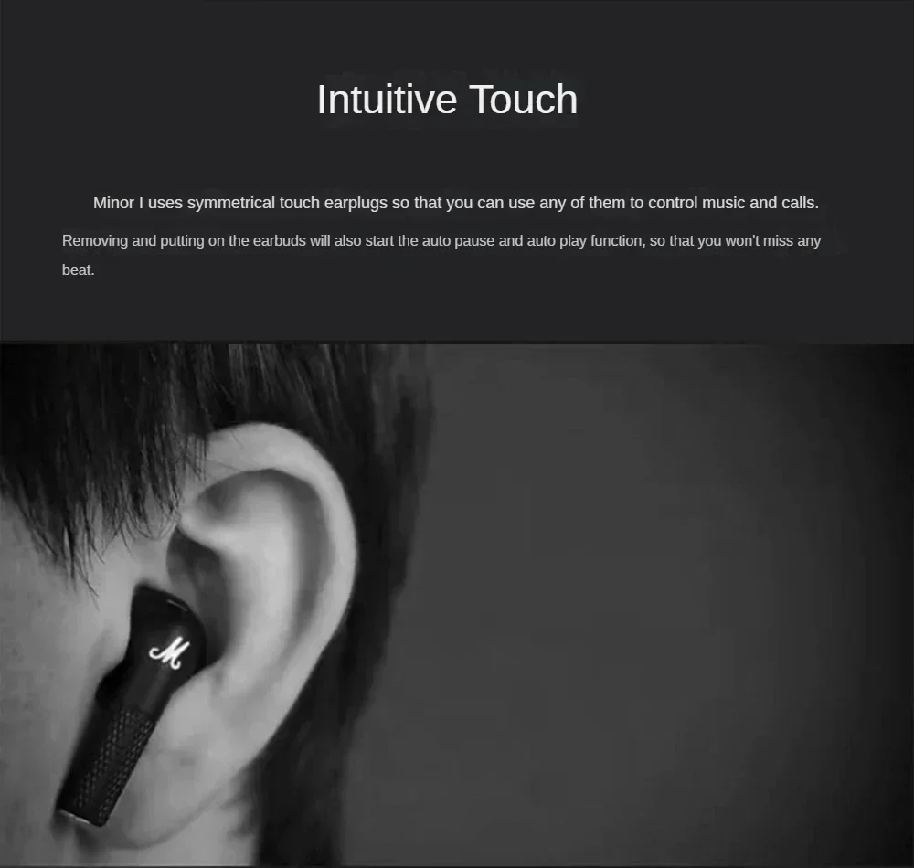 Marshall MINOR III Portable Wireless Headphones HIFI Sound Bluetooth Earphone with Charging Case Sport Semi-In-Ear Headphone