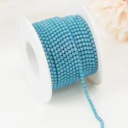 Vibrant Rhinestone Cup Chain with Colorful Base - Luxurious Sewing and Apparel Accessory - SS6(2mm)-5yards (Blue Opal)