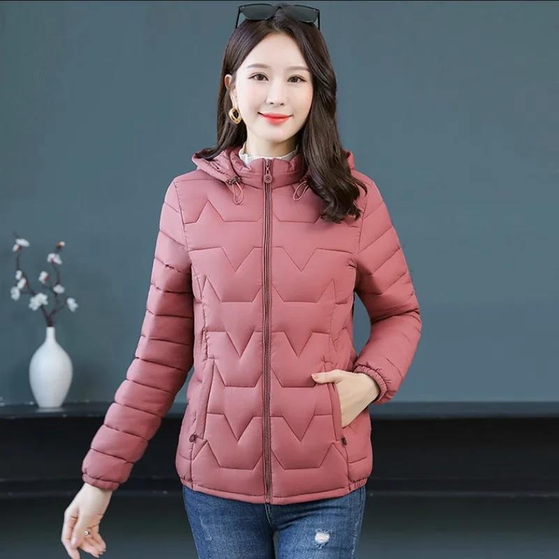 Cotton-Padded Jacket for Women, Short Overcoat, Loose Hooded Coat, Warm Parka, Female Outwear, Autumn and Winter