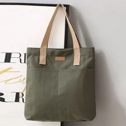 Elegant Women's Canvas Tote Bag - Stylish Solid Color Casual Shoulder Handbag with Large Capacity (Green)