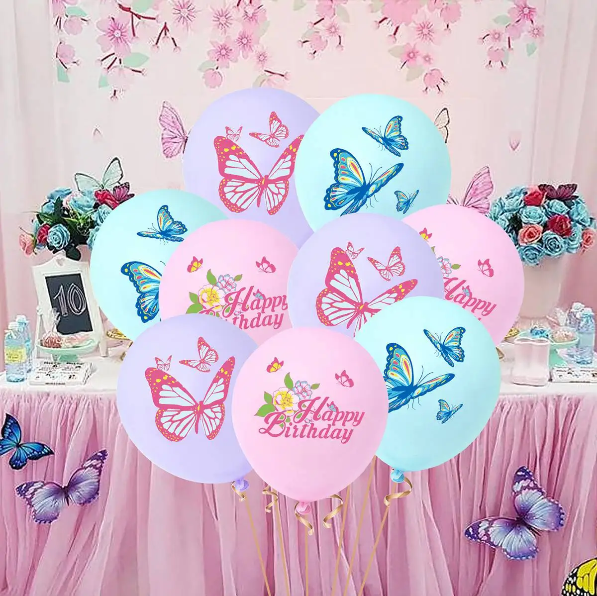 나비 생일 파티 풍선 배너, 첫 번째 생일 파티 장식, 어린이 소녀 나비 장식, 베이비 샤워