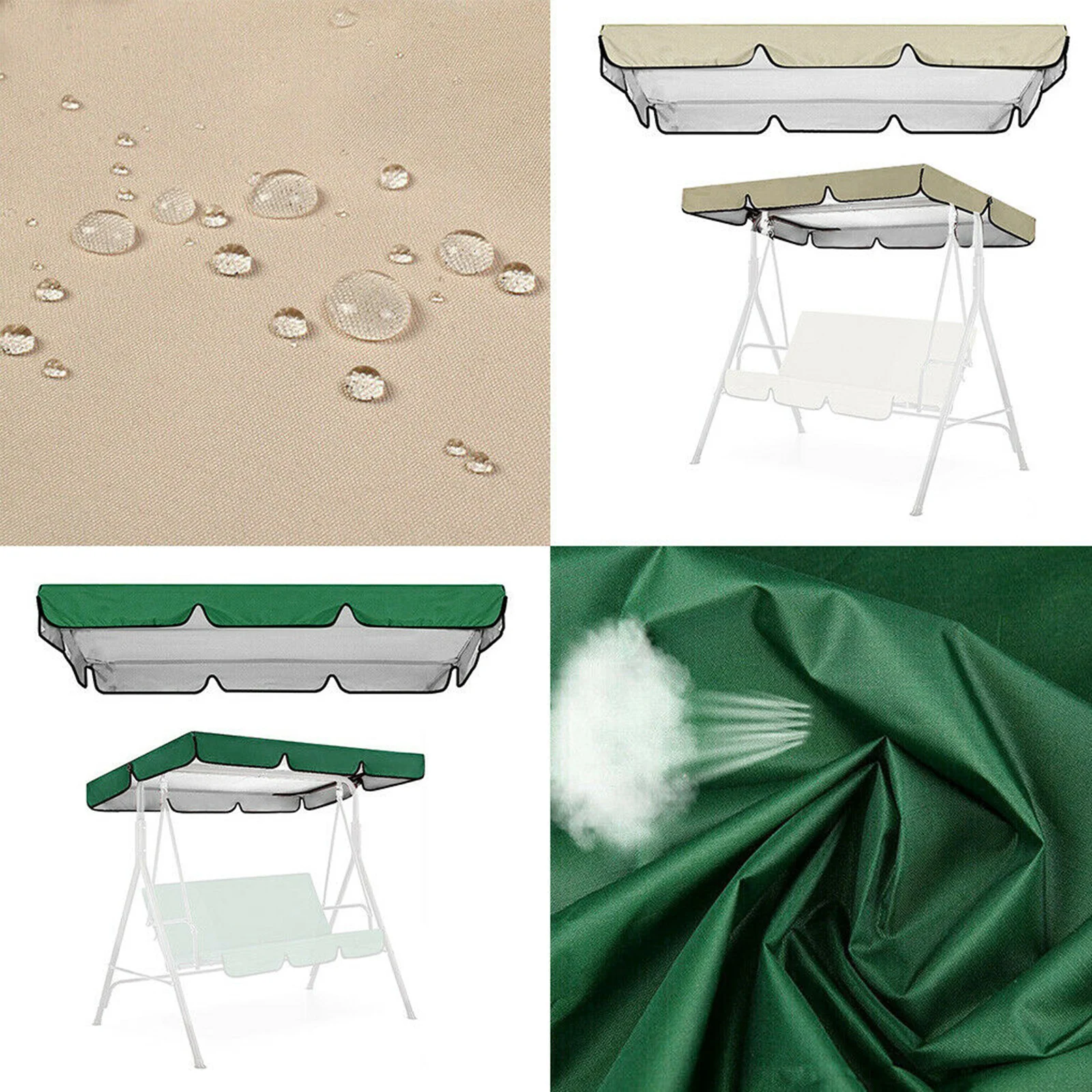 Swing Top Seater Garden Swing Chair Sun Protection Top Cover Replacement Awning for Outdoor Garden Porch swing cover