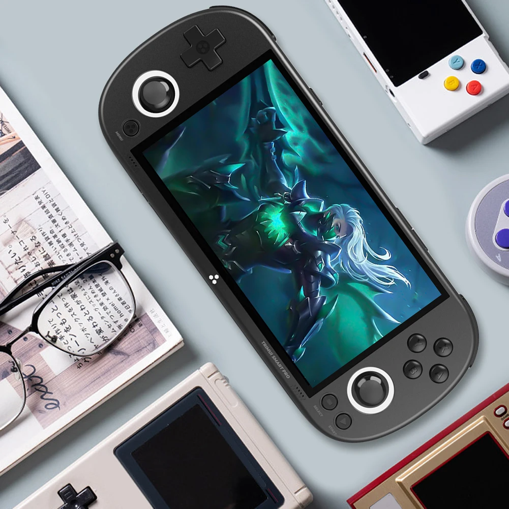 포켓 게임 콘솔 레트로 휴대용 게임 콘솔, 리눅스 RGB 더블 조이스틱, 어린이 선물, 5000mAh, 4.96 인치 화면