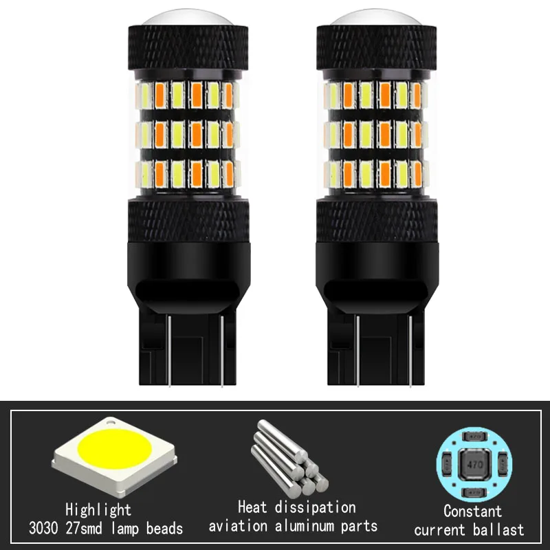 Canbus 12V T10 DRL W5W LED Light Dual Color Switchback Turn Signal Lamp  Bulb Daytime Running - AliExpress