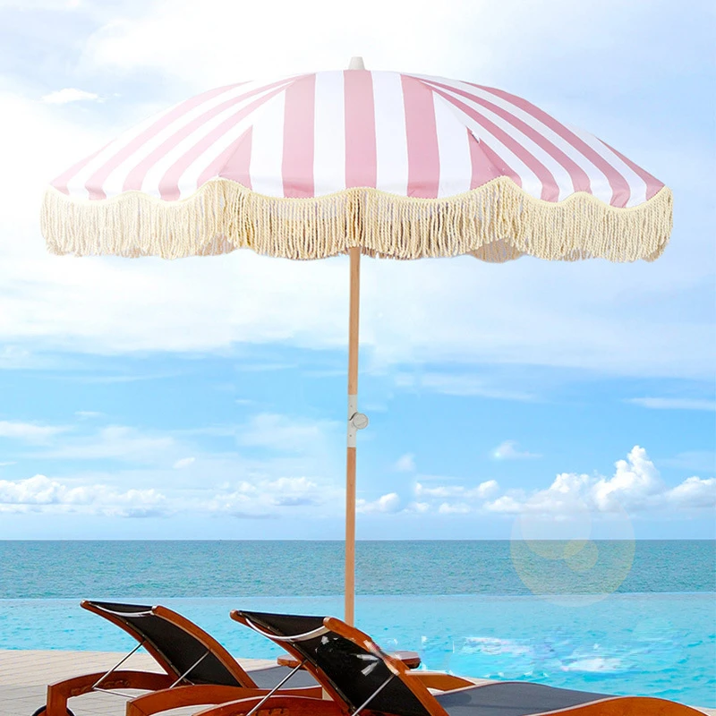 

Beach Outdoor Tassel Umbrella Scenic Beach Leisure Sun Umbrella Hotel Decoration Courtyard Umbrella Landscape