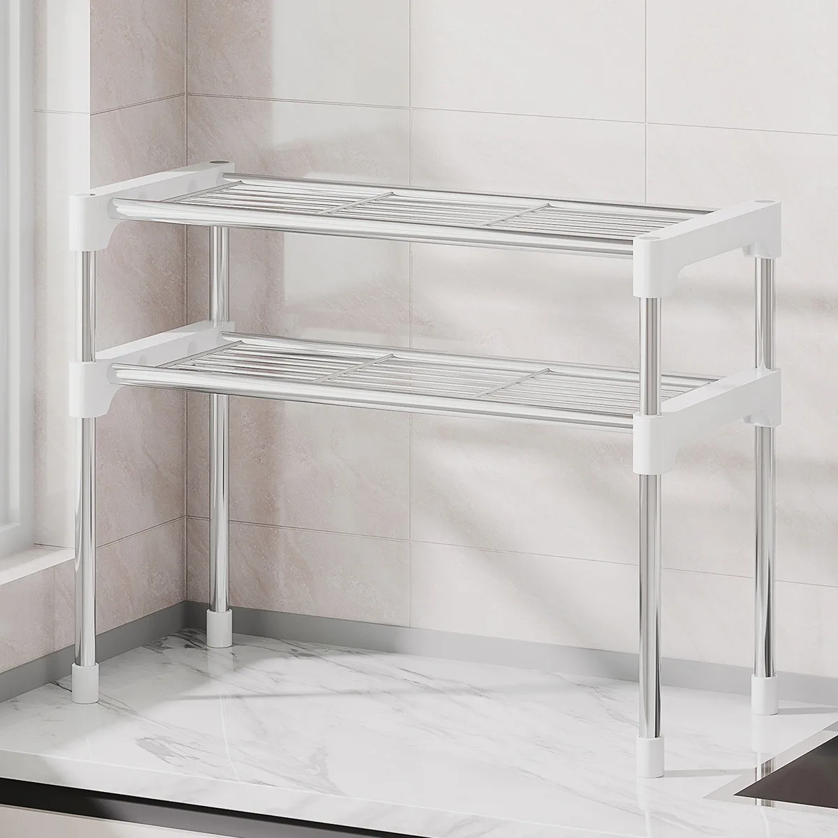 Kitchen Elevated Design Seasoning Rack Microwave Storage RackBilayer Oven Modern Minimalism Kitchen Accessories Organizer 2