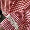 South Korea Red Plaid Short Curtains for Kitchen Japanese Lace Half Curtain Coffee Valance #A605 4