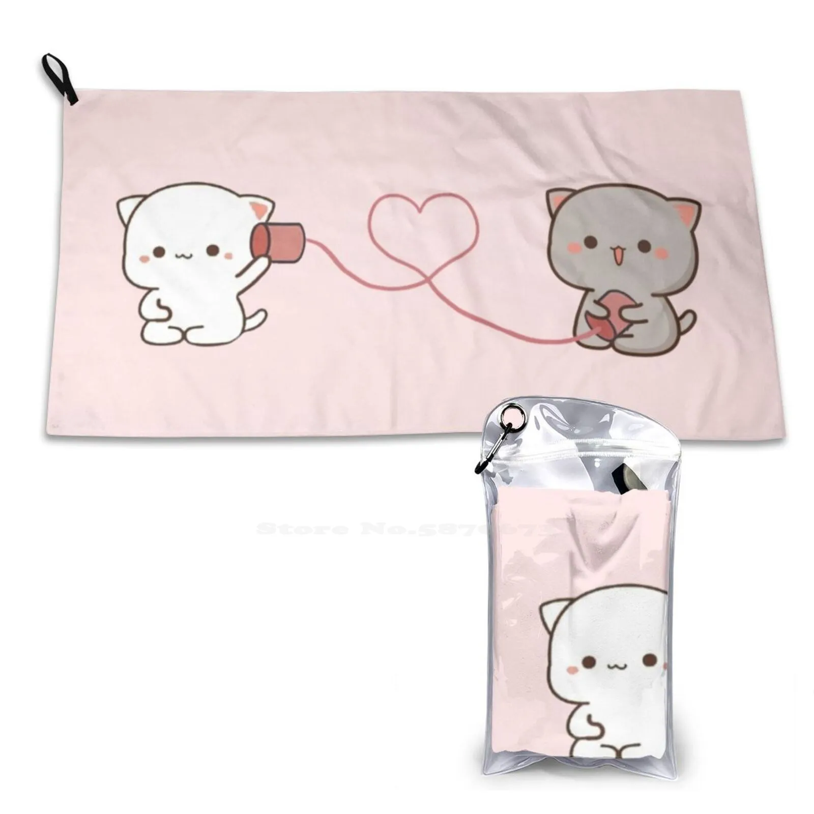 Peach And Goma Mochi Cat Custom Soft Sport Asciugamani Home Outdoor Bears Milk Mocha Teddy Bears Cute Bears Mochi Mochi Cat Mochi