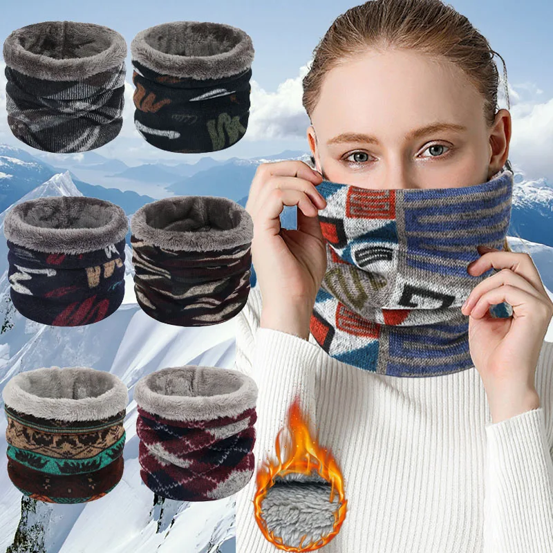 

Winter Knitted ring Scarf Cashmere Plush Neck Warmer Women Men Knitted Full Face snood Neck Scarves Thick Muffler Pullover Scarf
