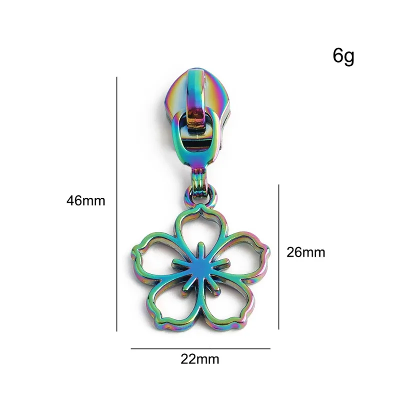 Metal Cherry Blossom Decorative Zipper Slider for Makeup Bags - Replaceable Heads DIY Accessories (5-20pcs)