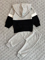 Ensemble 2 pièces pour bébé garçon de 0 à 3 ans, vêtements à capuche, haut à manches longues et pantalon, décontracté, Patchwork, printemps-automne 2