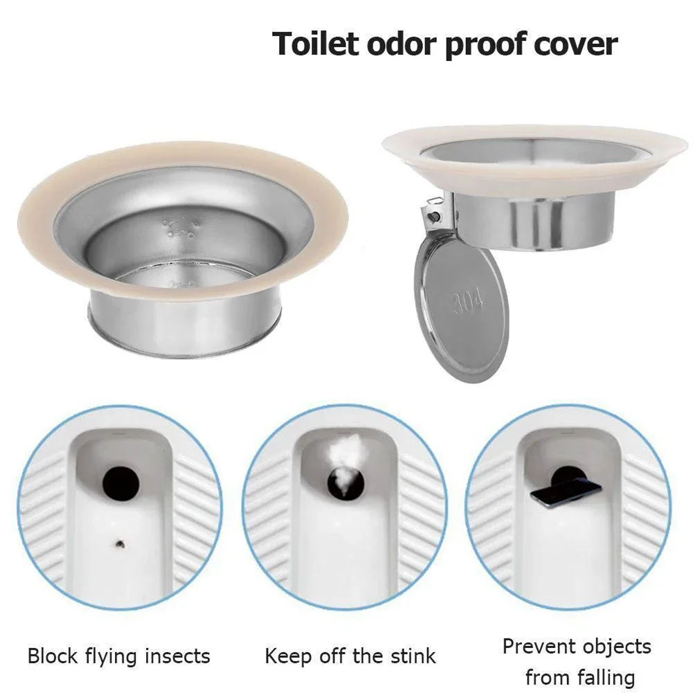 

Squatting Pan Anti-smell Plug Stainless Steel Toilet Floor Deodorize Stopper Bathtub Anti-blocking Cover Bathroom Product