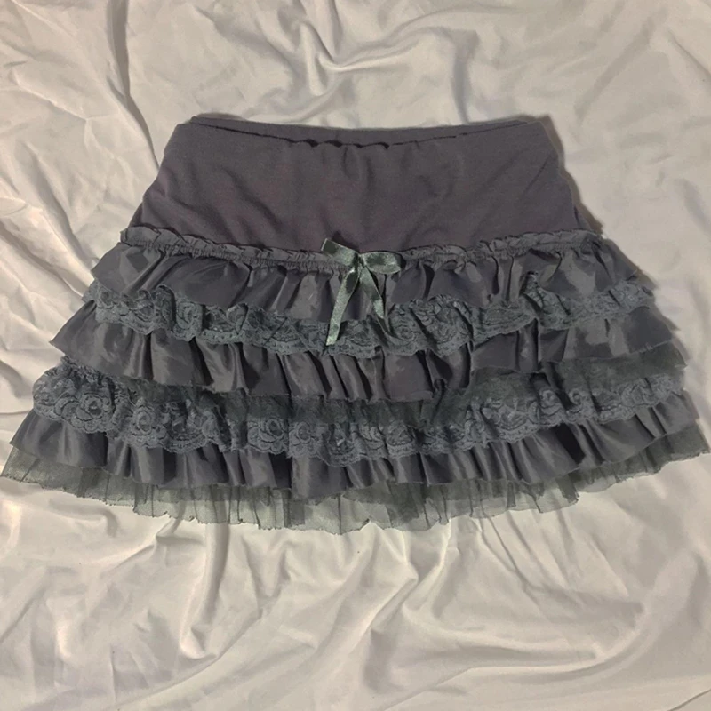Korean Fashion Kawaii A-line Skirt 90s 00s Vintage Y2K Aesthetic Lace ...