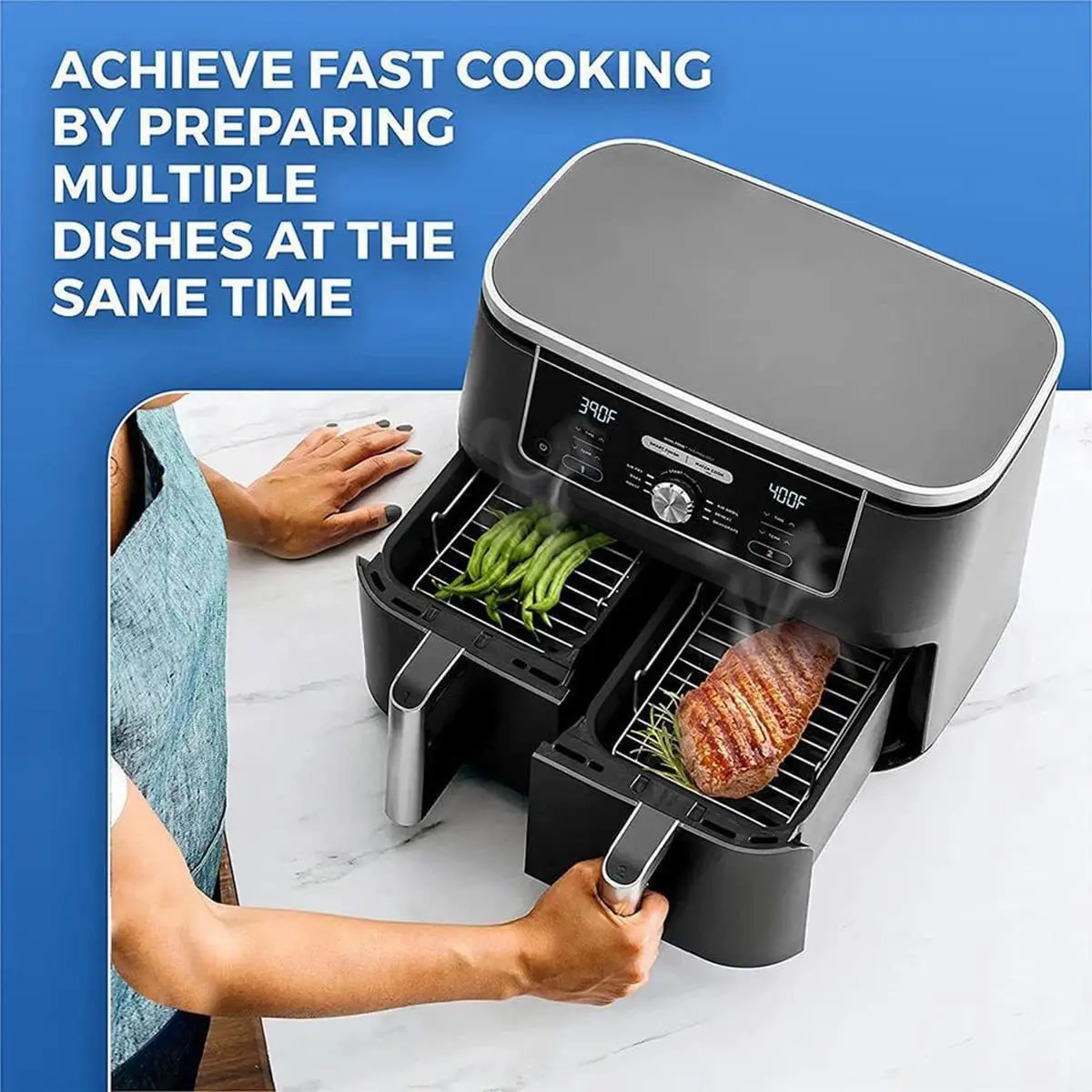 Air Fryer Rack Stainless Steel Multi-Layer Dehydrator Rack Cooking Steamer Roasting Racks BBQ Sticks Air Fryer Accessories barbecue skewers,bbq grilling accessories