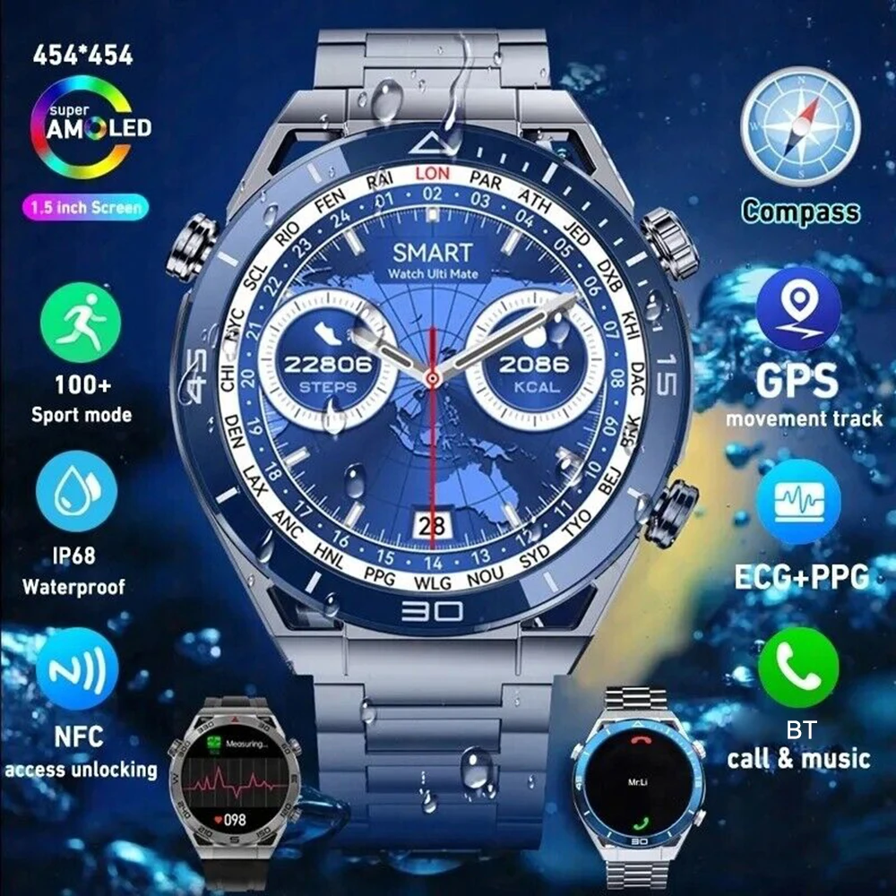 2024 ο Ʈ ġ  GPS ƮĿ AMOLED 454*454 HD ũ ɹڼ Ʈ ð  ȭ HD Ǯ ġ Ʈ ġ