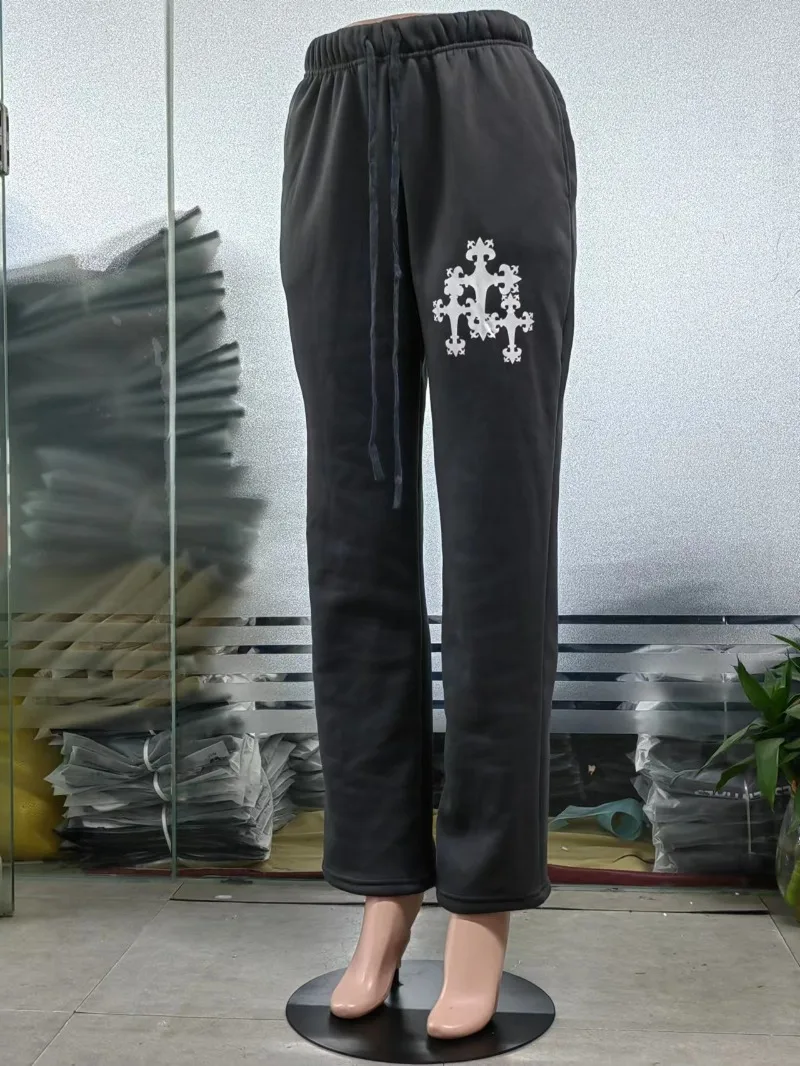 Fashion Streetwear Women High Waisted Printing Jogger Pants Casual Drawstring Solid Color Sweatpants Female Sporty Bottoms