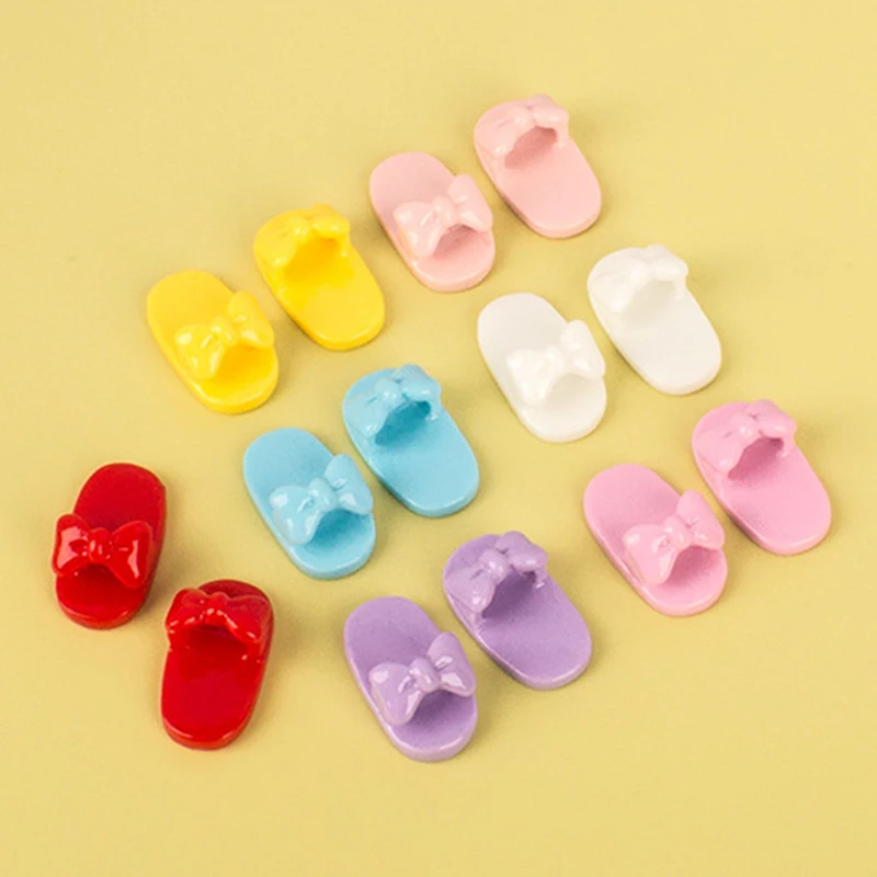 

10Pcs Dollhouse Miniature Accessories Simulation Bow Slippers Model Toys For Doll House Decoration
